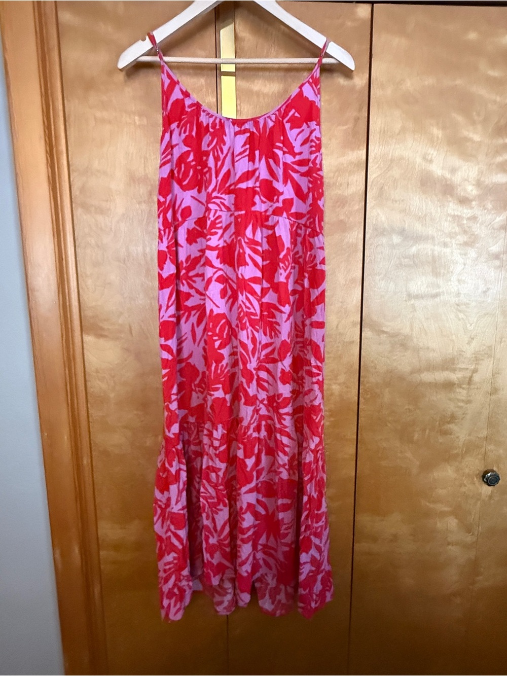 LOFT Pink & Red Floral Maxi Sundress Size Medium - Picture 5 of 9